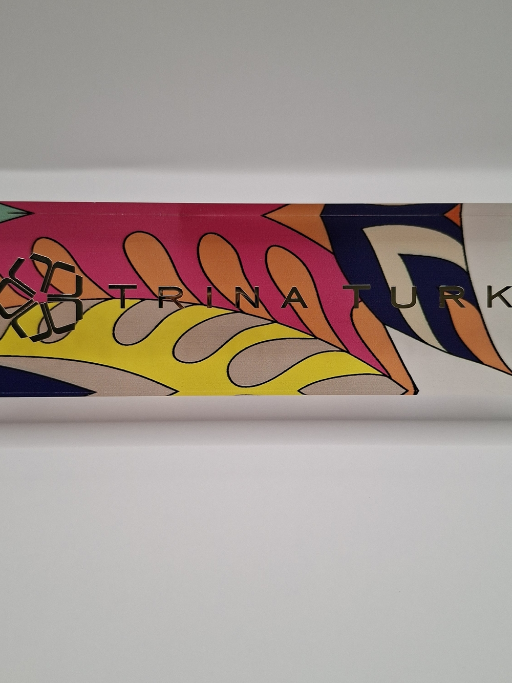 Trina Turk Vibrant Pink, Yellow & Navy Modern Geometric Acrylic Display